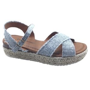 Pierre Dumas Magic-16 Womens Gray Platform Espadrille Wedge Sandal